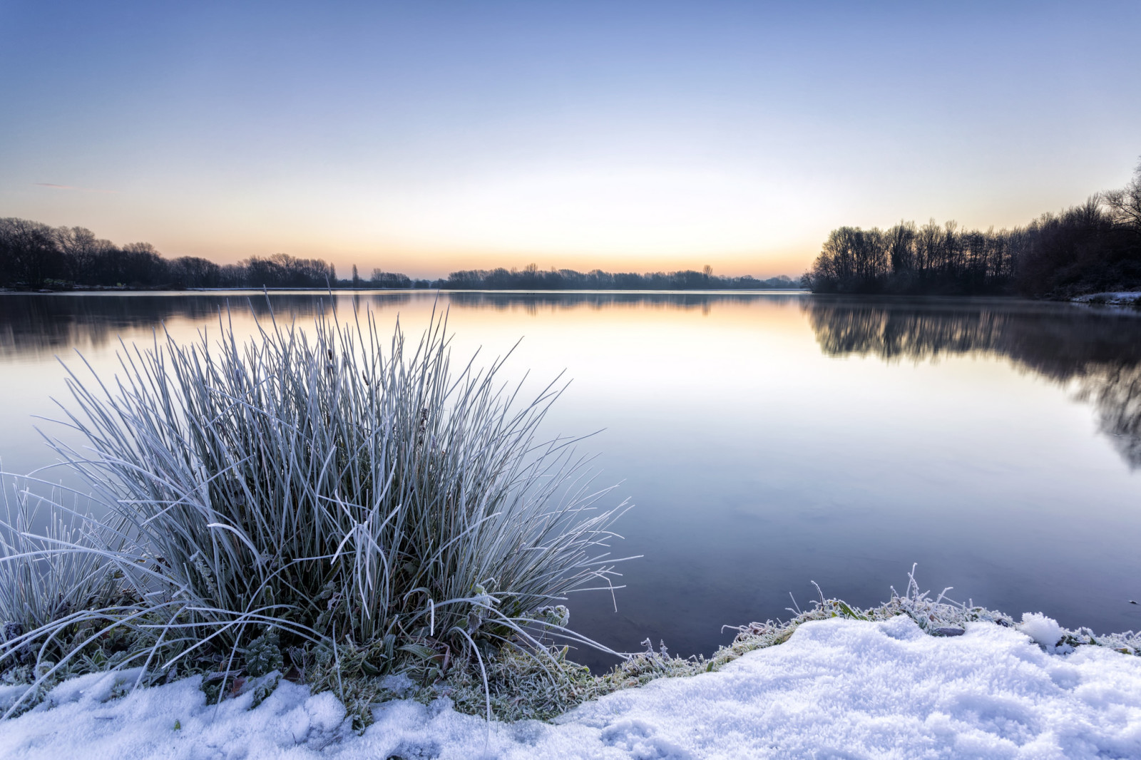 sneeuw, meer, winter