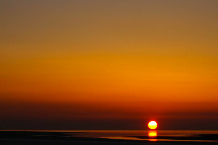 orizzonte, mare, tramonto, il cielo, il Sole, acqua