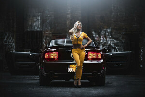 auto, blonde, Ford, Machine, Mustang