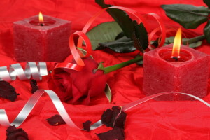 candle, candles, flowers, heart, red rose, romance, rose, roses