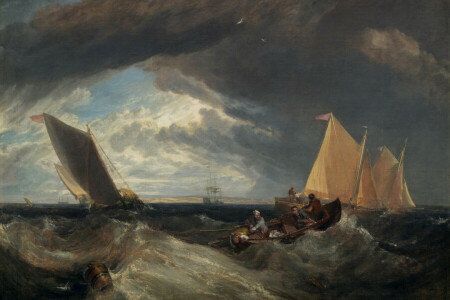 bateau, paysage, image, rivière, voile, William Turner