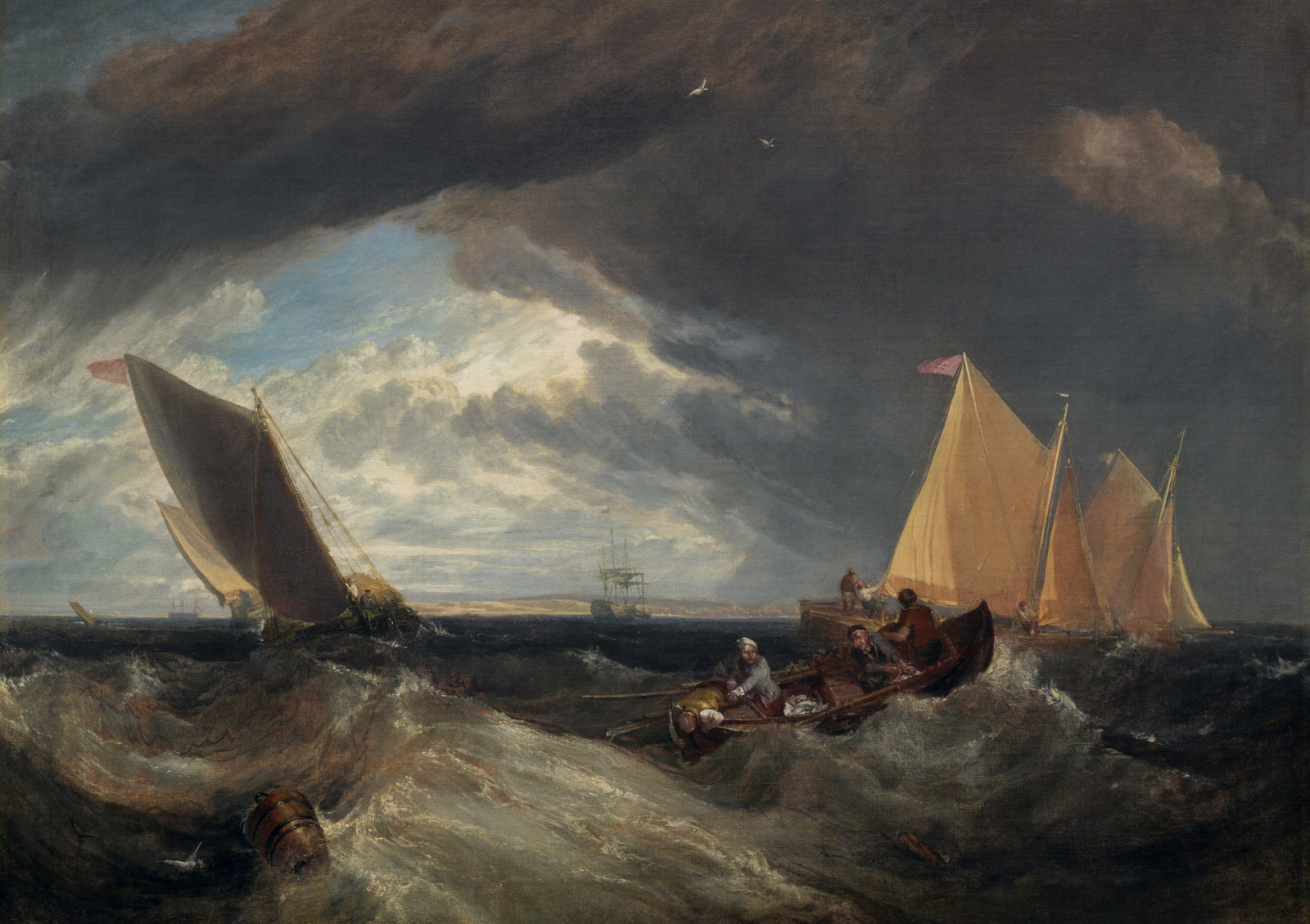 río, paisaje, imagen, barco, vela, William Turner