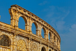 amfiteater, Colosseum, ruiner, himlen