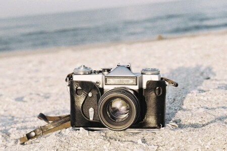 plage, canon, lentille, ombre