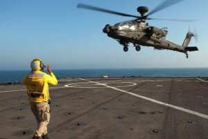 helicopter, landing, sea, The carrier, the sky