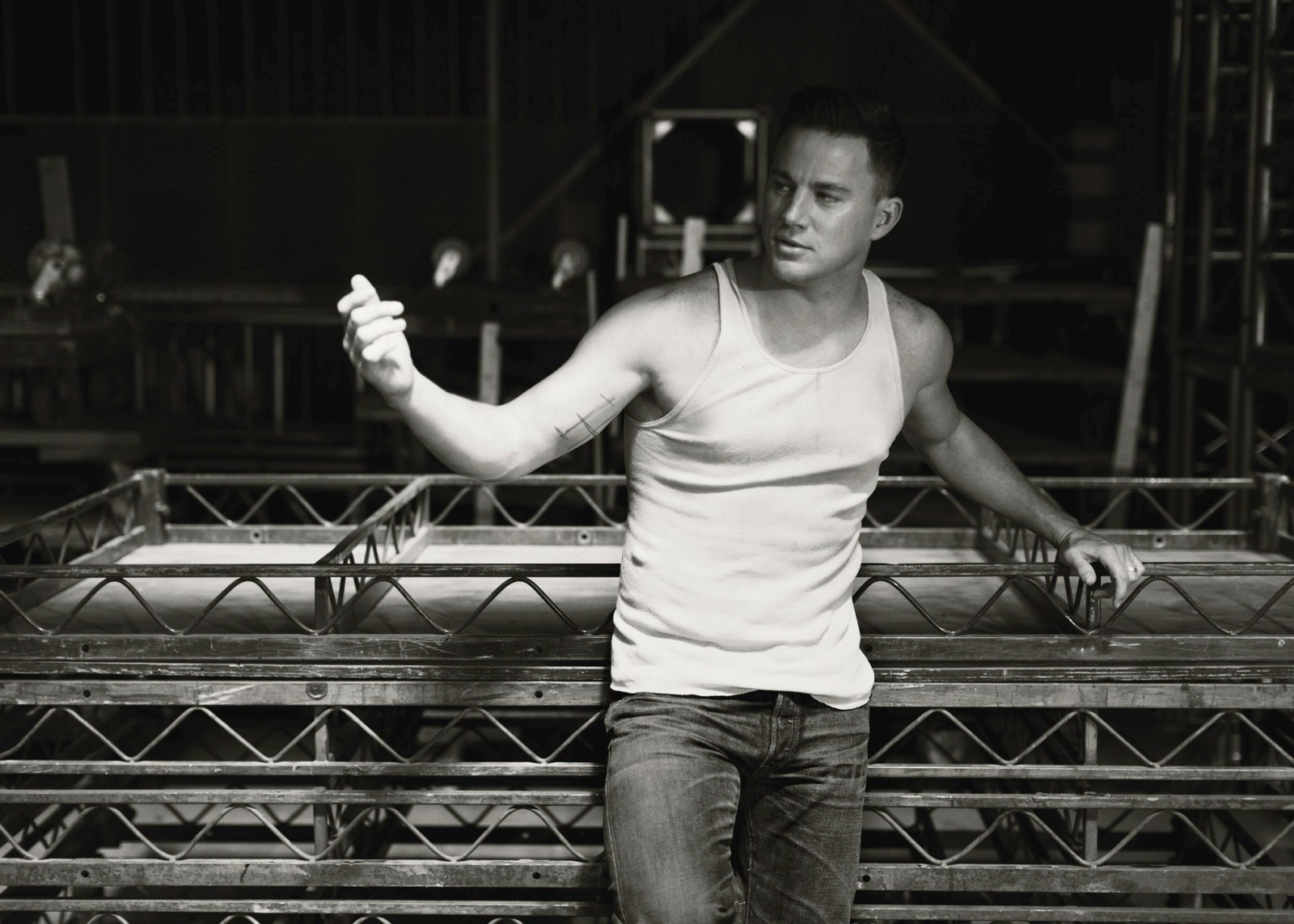 pose, black and white, jeans, actor, photo, gesture, Mike, Channing Tatum