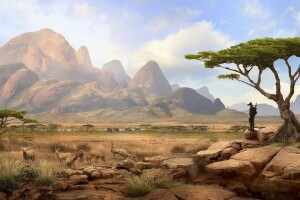 Paysage d'Afrique, montagnes, Savane, Solomon Kane, voyageur