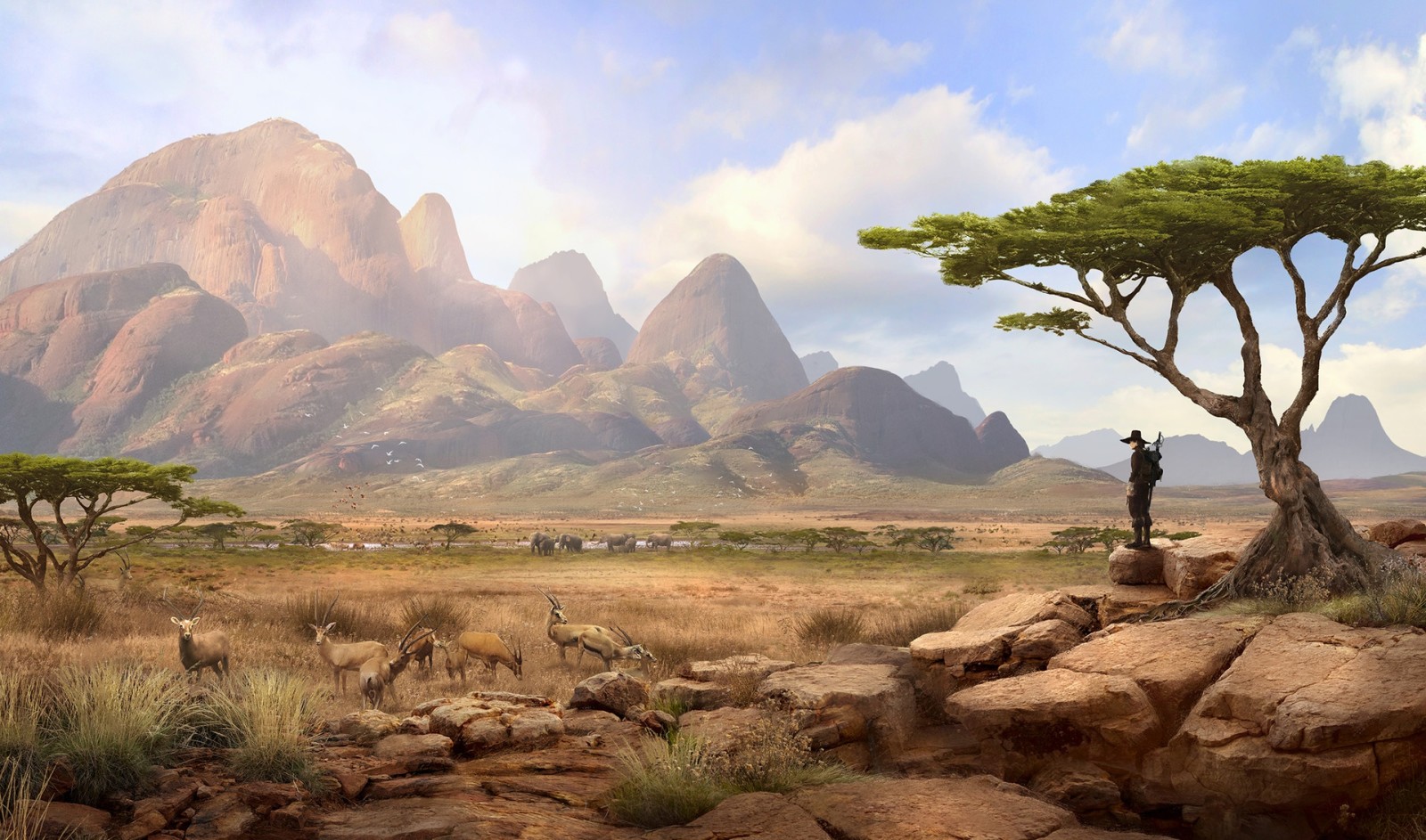 montagnes, Solomon Kane, Savane, voyageur, Paysage d'Afrique