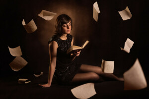 book, girl, Page