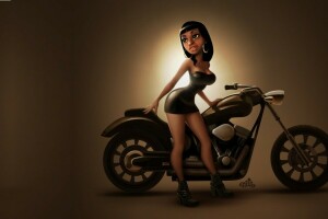 art, bike, girl, Nicolas Rivet, Rider