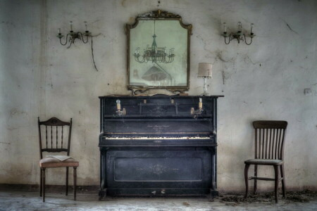 chairs, piano, room