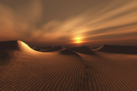 Deserto, as dunas, o sol