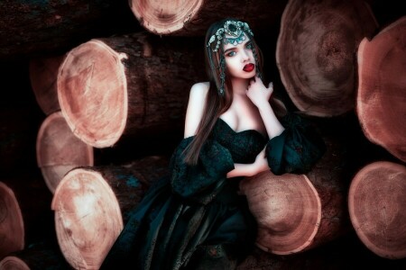 decoration, dress, Lana Nikolaev, lipstick, logs, makeup, Maria Lipina, model