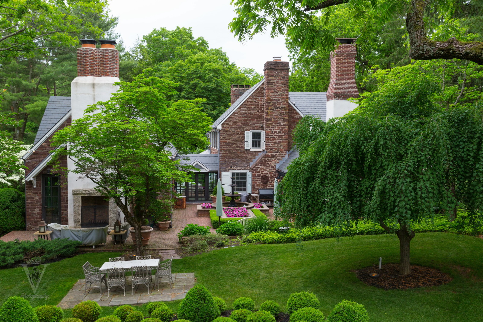 grass, house, trees, greens, flowers, lawn, Garden, the bushes