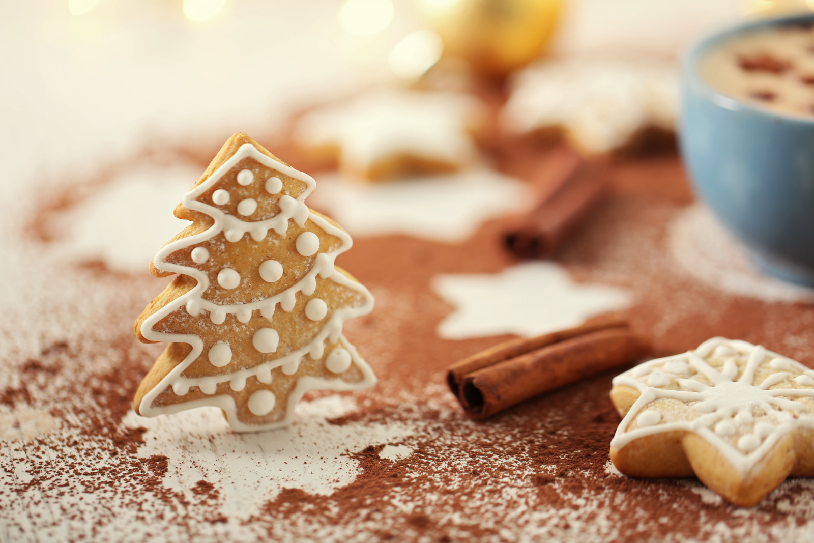 Año nuevo, Navidad, decoración, Alegre, Navidad, galletas, pan de jengibre, pasteles