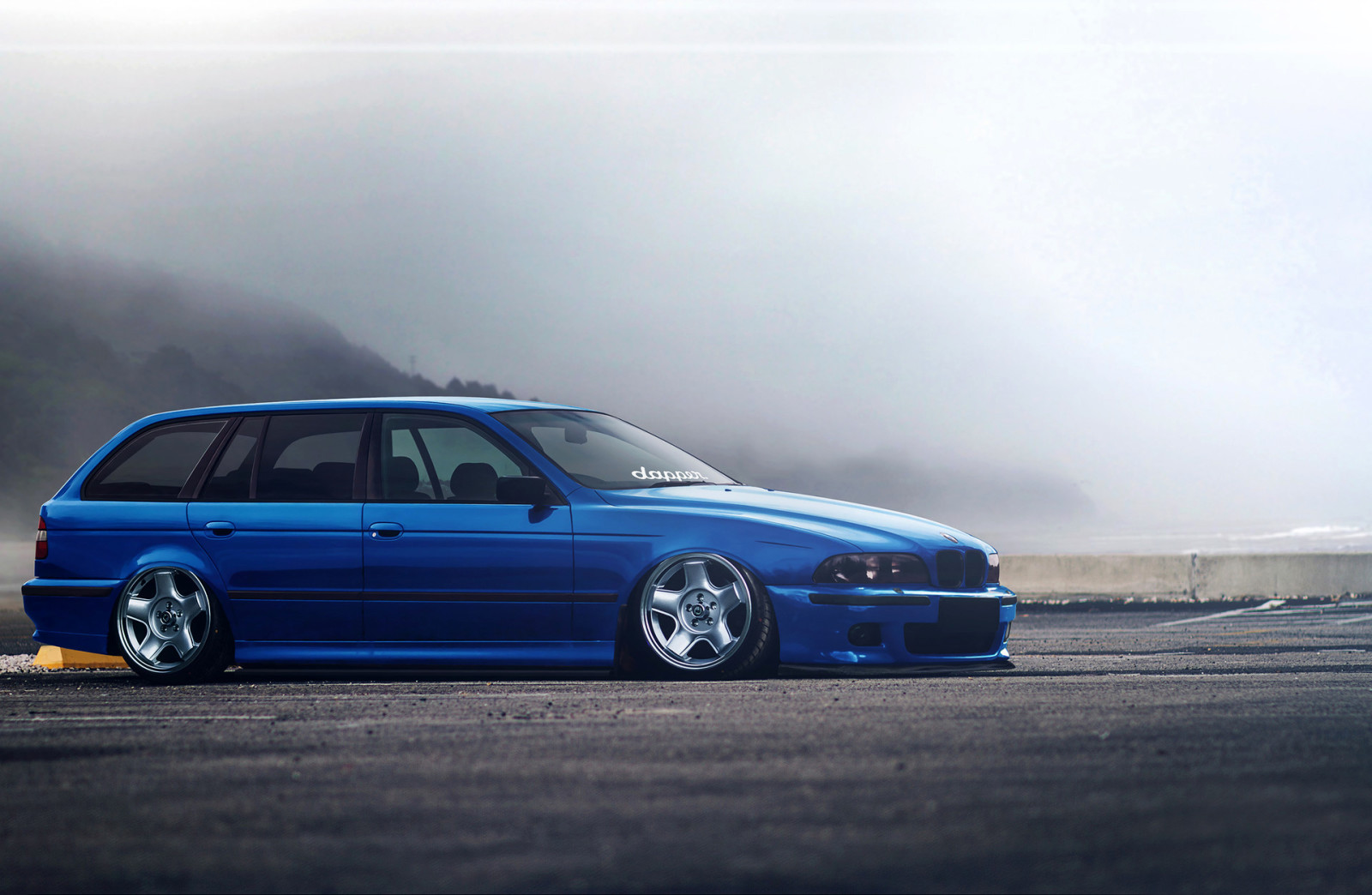 blu, BMW, E39, Stance, Basso, tenuta, Hugo Silva