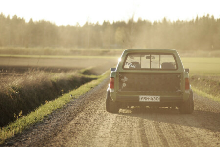 retour, Caddie, route, ombre, le soleil, Volkswagen, roue