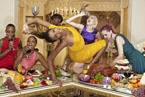 African-American, America, America's Next Top Model, black woman, blonde, brown hair, food, fruit