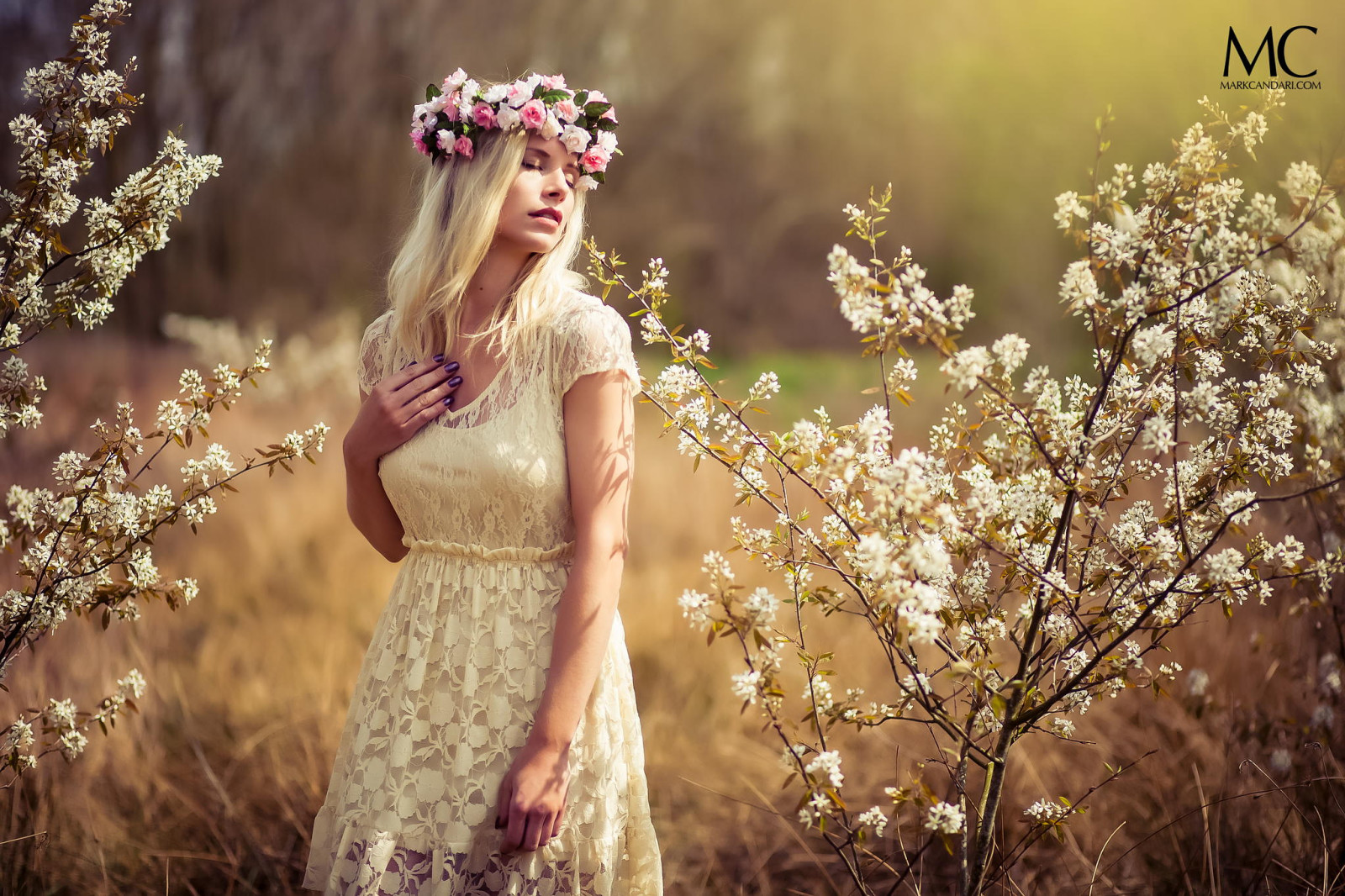 summer, girl, BEAUTY, flowers, dress, photographer, wreath, dreamy