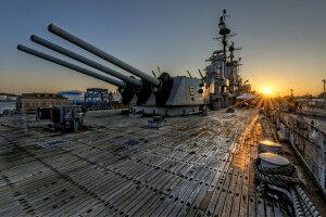 tło, statek, USS Salem (CA 139), bronie