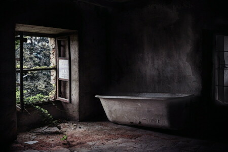 bañera, habitación, ventana