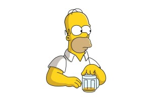 cerveza, Homero, Homero, Mira, actitud, Los Simpsons