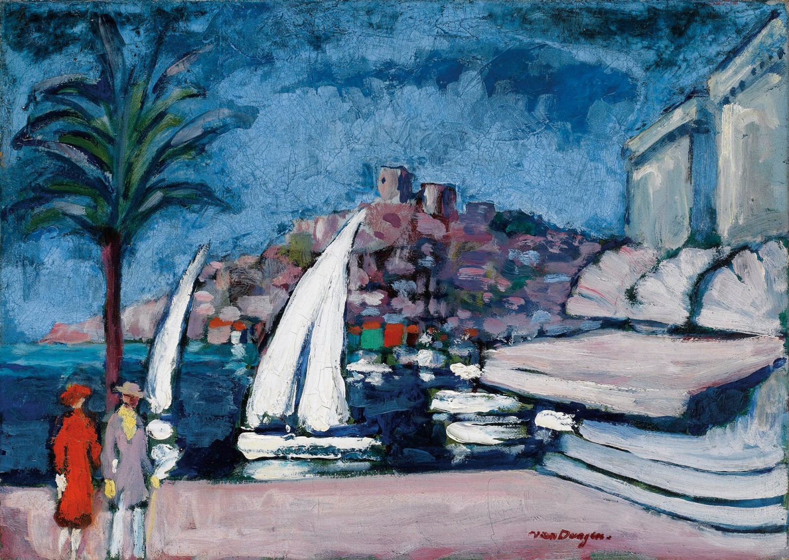 ζεύγος, βάρκες, λάδι, καμβάς, Κάννες, Πάλμα, Kees van Dongen