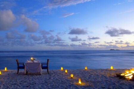 spiaggia, candele, Cena, romanza, romantico, il fuoco, L'oceano