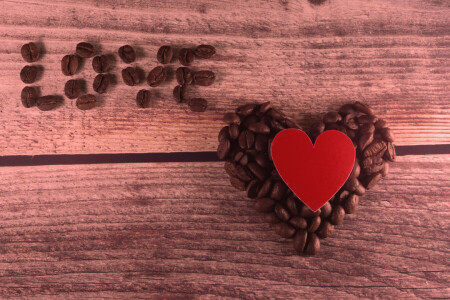 caffè, grano, cuore, amore, romantico