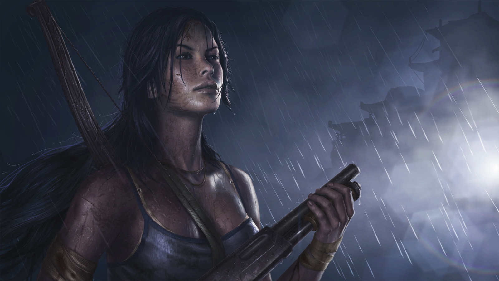 pige, SKØNHED, haglgevær, Tomb-Raider