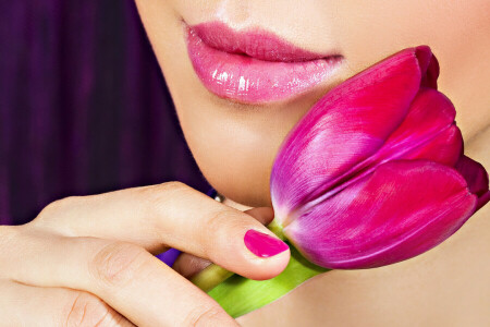 face, flower, lips, Tulip