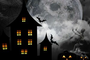 31 okt, Halloween, huis, nacht