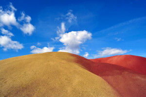 barkhan, skyer, sand, himlen