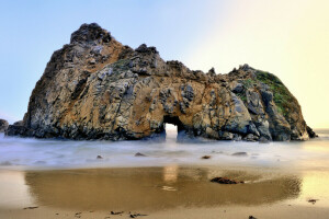 arco, de praia, Big Sur, Califórnia, Praia de Pfeiffer, Rocha, O oceano, USА