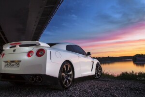 Alex Bazilev, auto, GTR, Máquina, Nissan, fotógrafo, puesta de sol