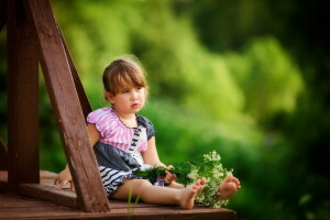 flowers, girl, summer