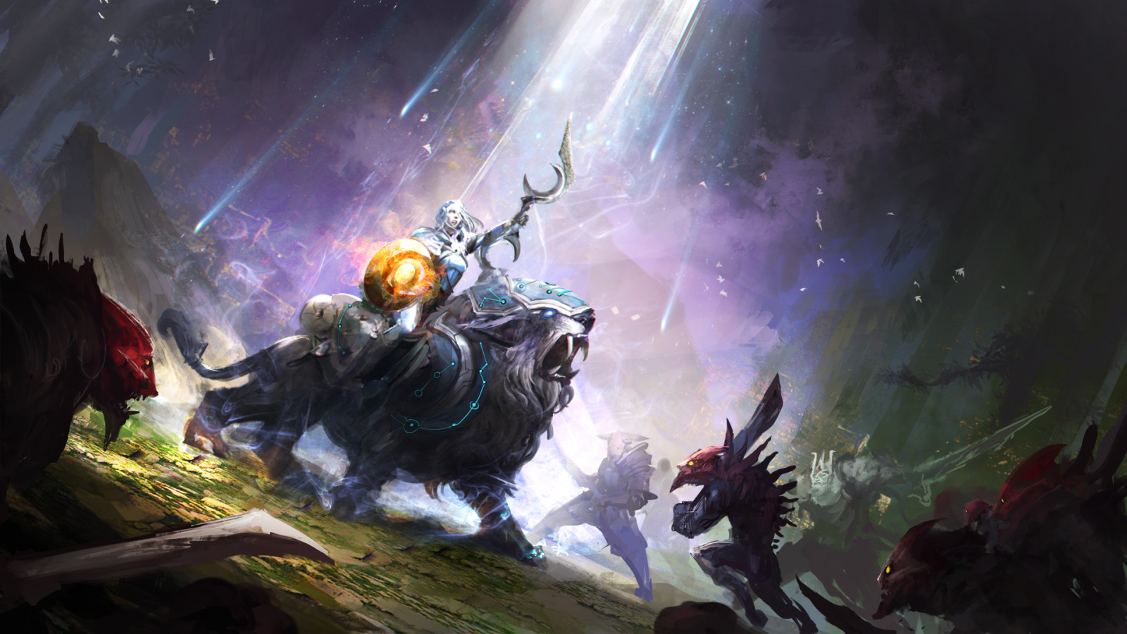 arte, battaglia, Eroe, Dota 2, Luna, MOBA, Moon Rider