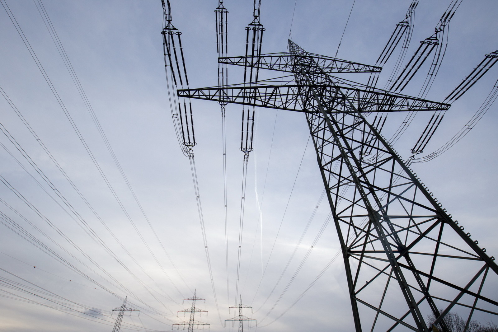 el cielo, líneas eléctricas, cable