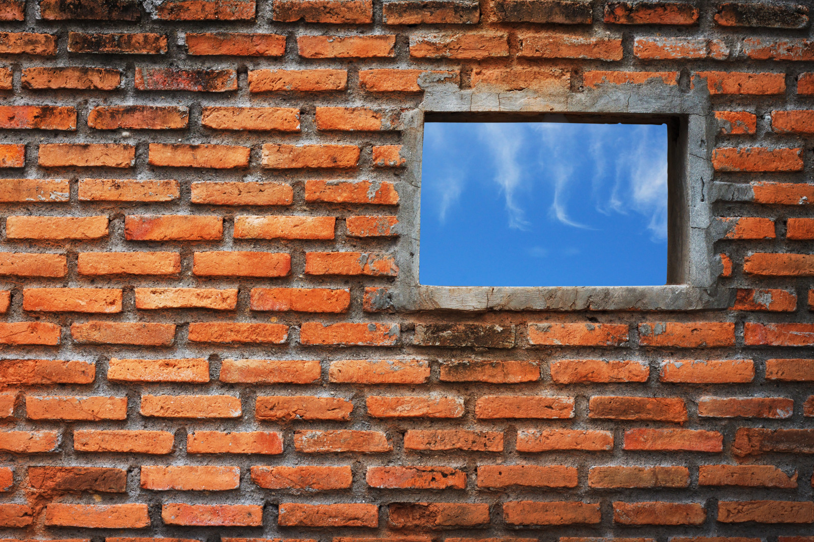 pared, ladrillos, ventana