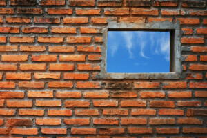 bricks, wall, window