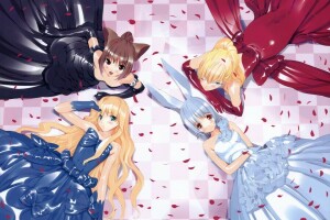 Alice, alice in wonderland, art, black dress, blue dress, chess floor, gloves elbow, long hair