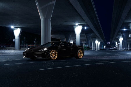 360, Aristo, black, Bridge, ferrari, Front, Modena, nigth