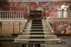 escalera, piano, pared