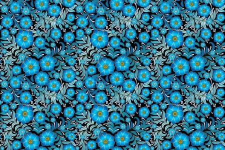 Blau, Blumen, Muster