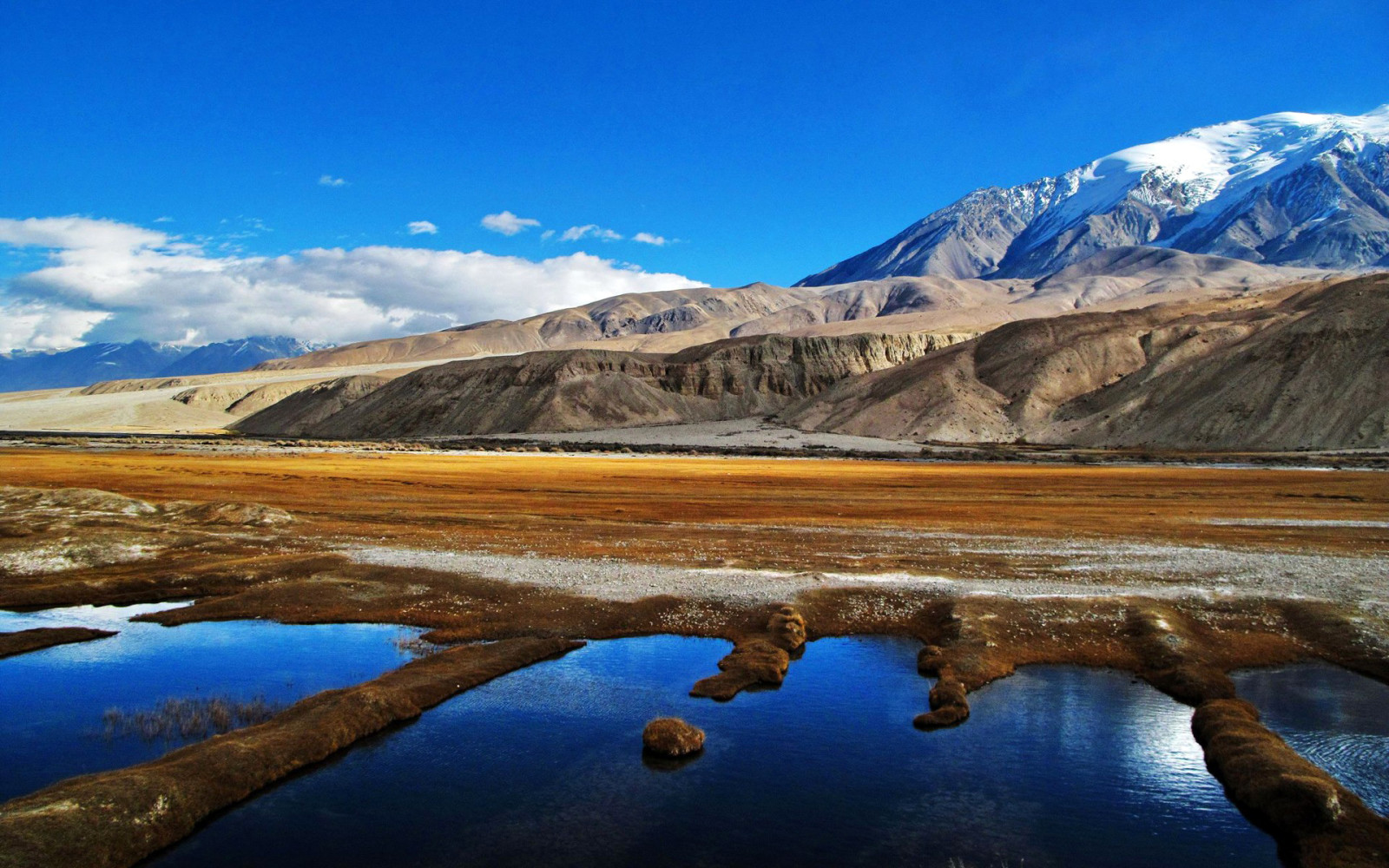 himlen, sø, skyer, bjerge, Pamir