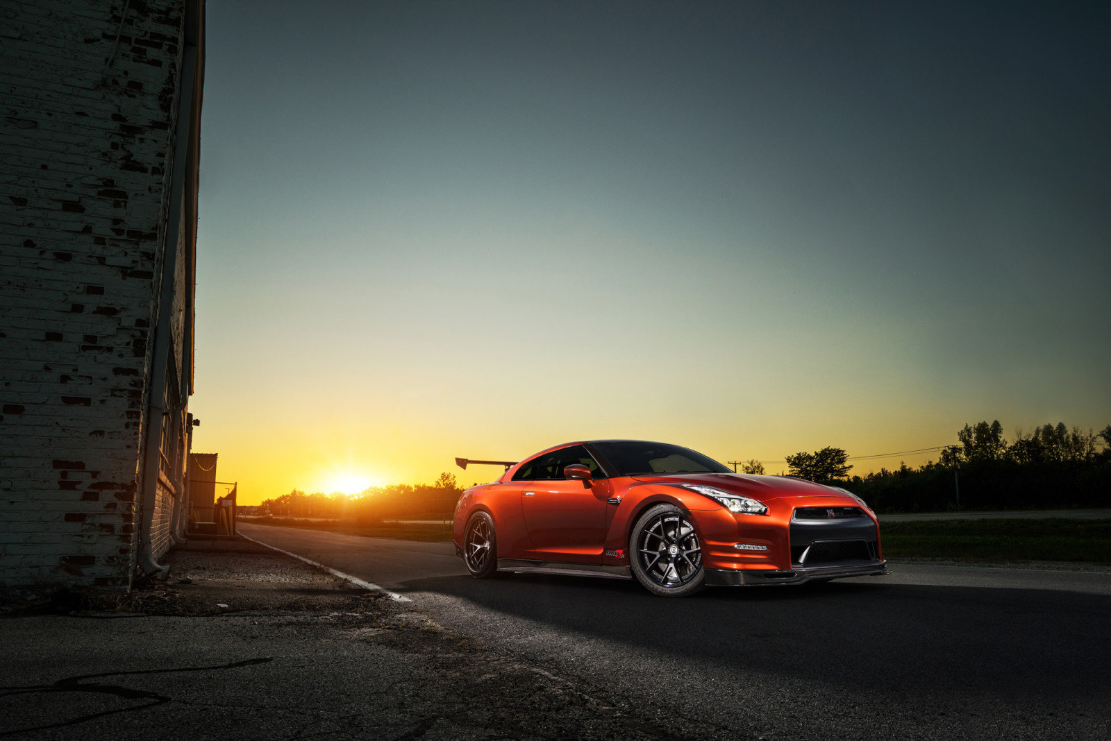 GTR, Nissan, Sonne, Orange, Vorderseite, Breiter Körper, AMS