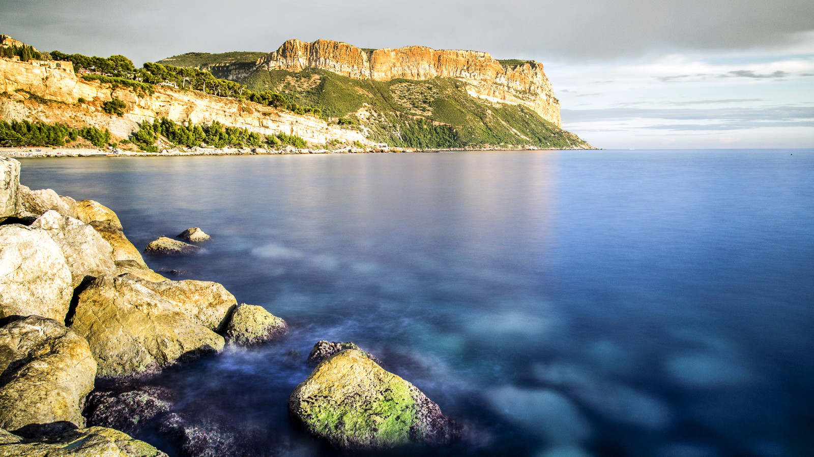 the sky, cape, stones, sea, clouds, rock