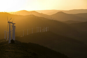 light, morning, windmills