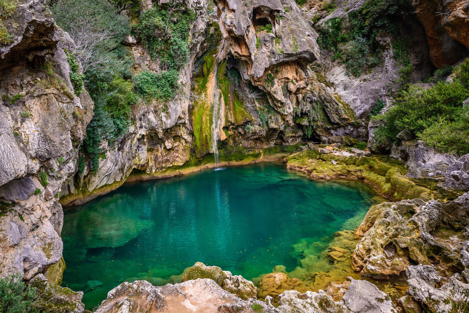 lago, cascata, montanhas, pedras, corrente