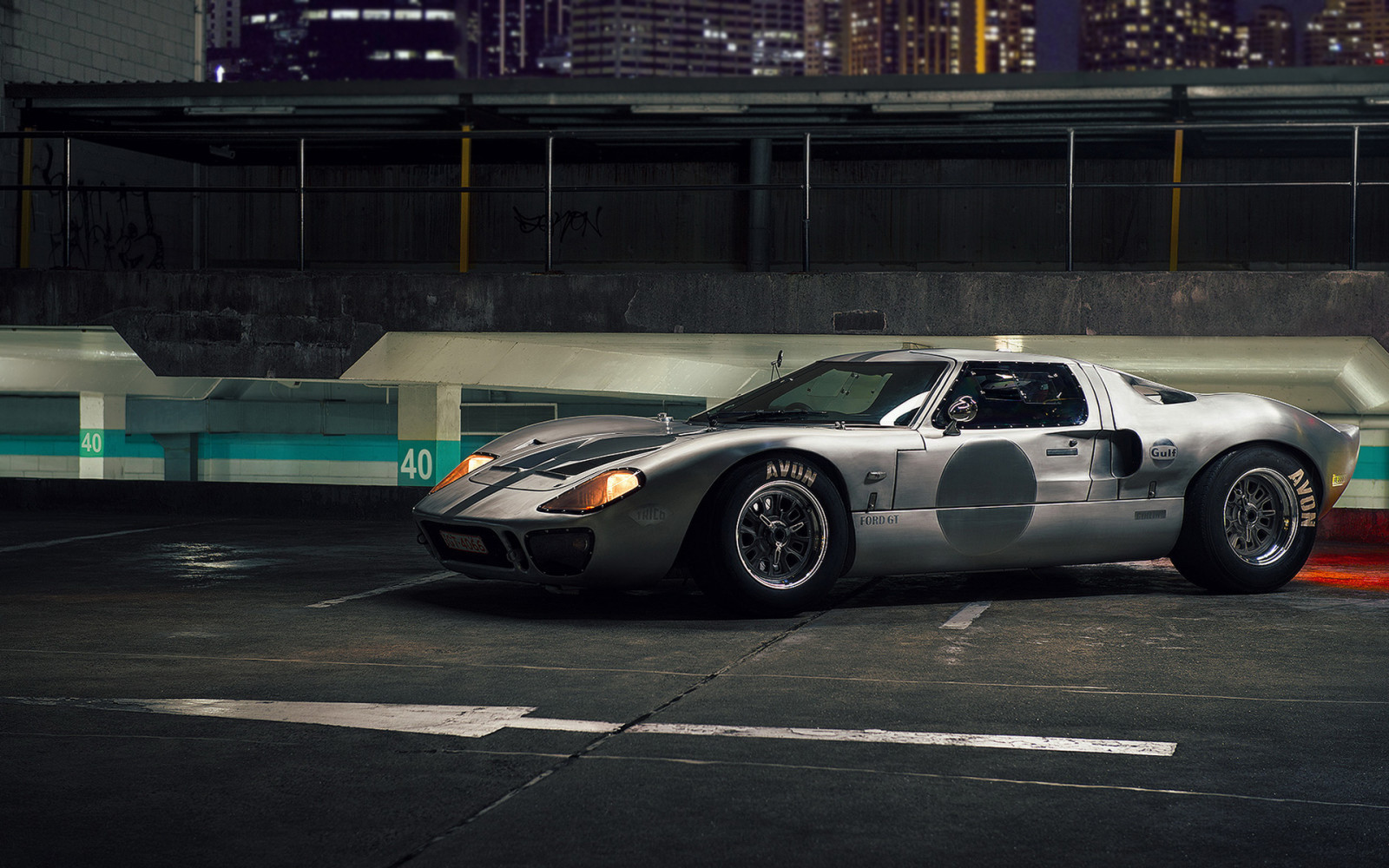 supercar, noapte, Ford GT40, autowalls